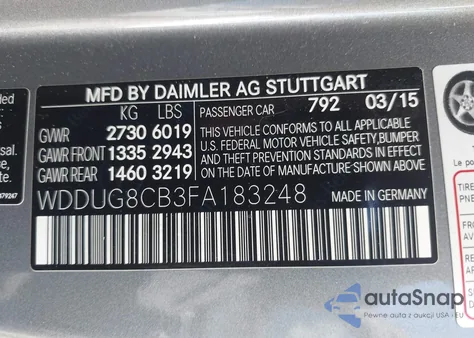 2015 Mercedes-Benz S 550 z USA, uszkodzony, nr VIN WDDUG8CB3FA183248